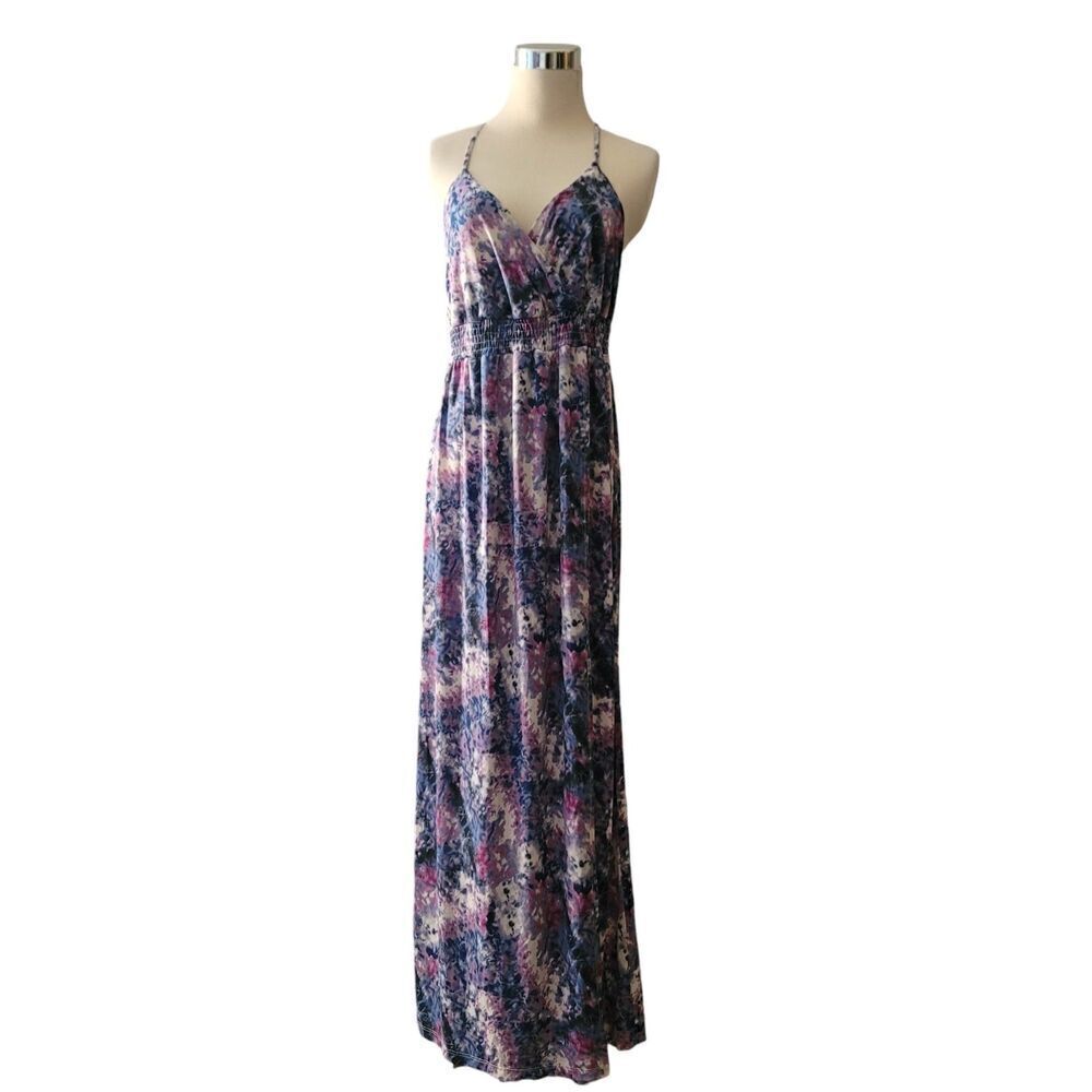 Cynthia Rowley Blue Purple Front Wrap Maxi Dress Size M